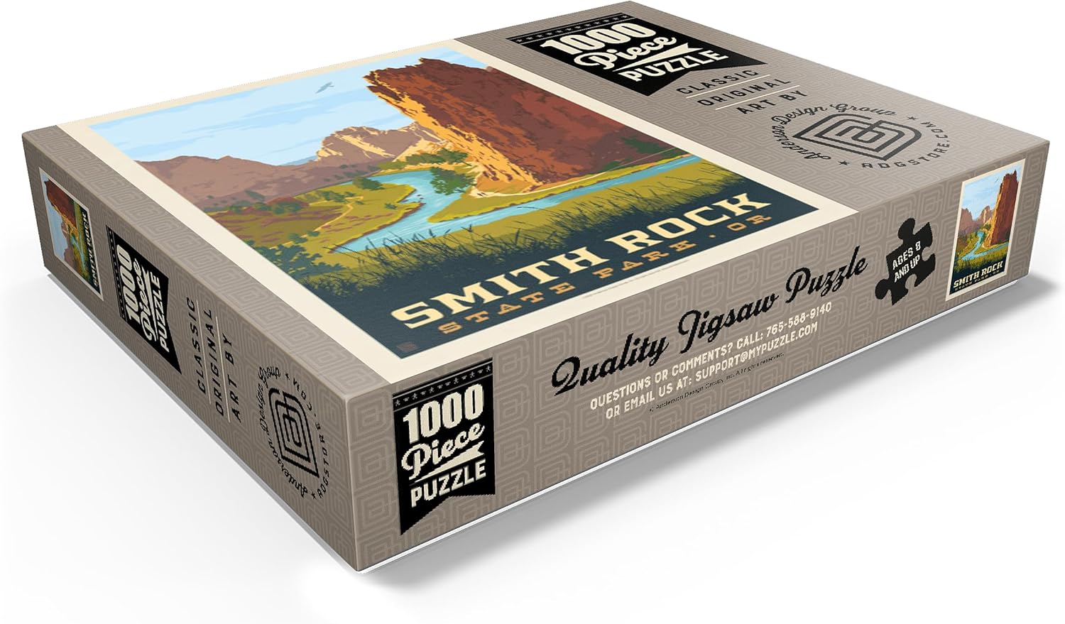 MyPuzzle Smith Rock State Park, Oregon, Vintage Poster - Premium 1000 Piece Jigsaw Puzzle for Adults