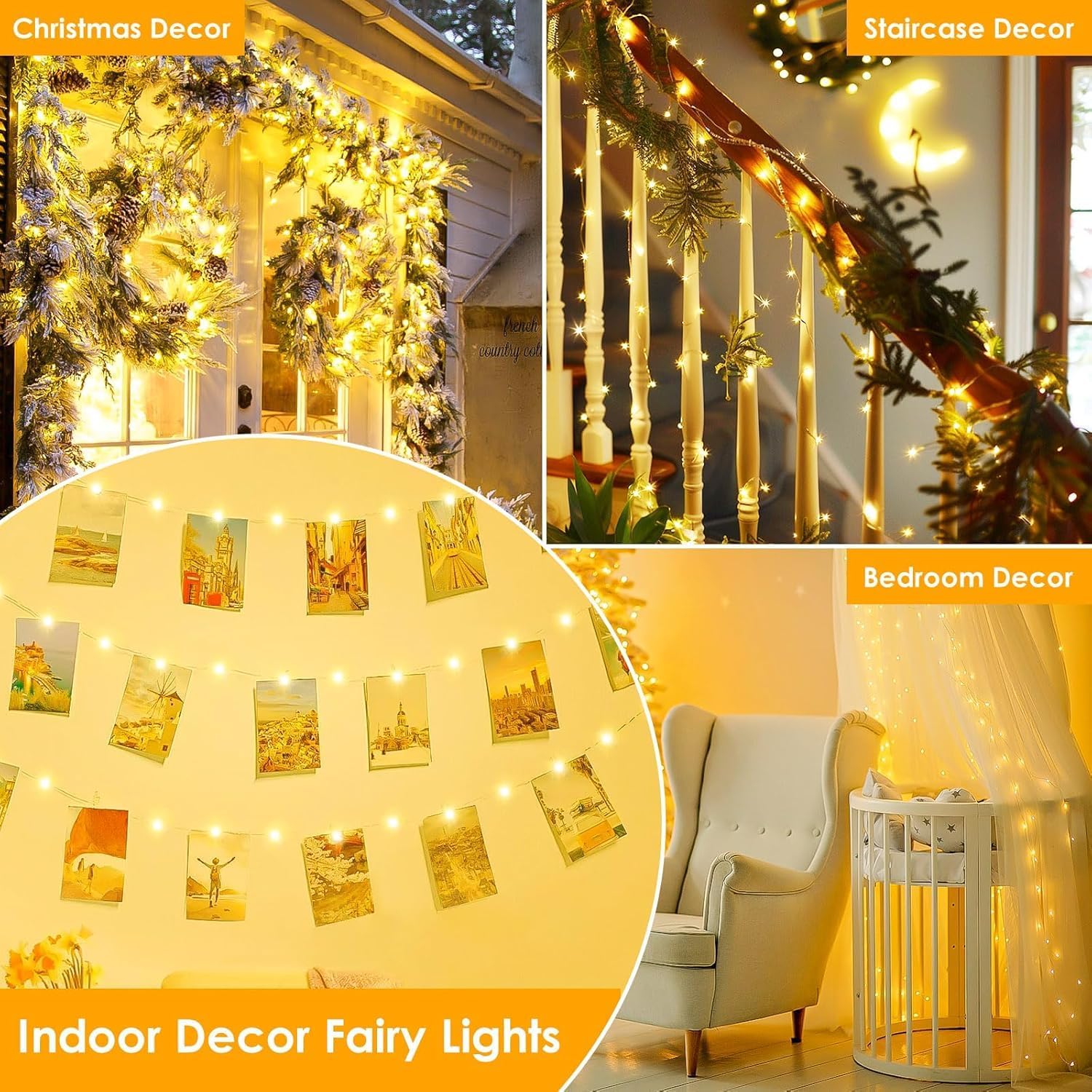 2Pack Each 66Ft 200LED Christmas Fairy Lights Plug in with Remote, Waterproof Twinkle Lights Outdoor Indoor, String Lights 8 Modes with Timer for Girl's Room Garden Christmas Decorations (Warm White) - Image 7