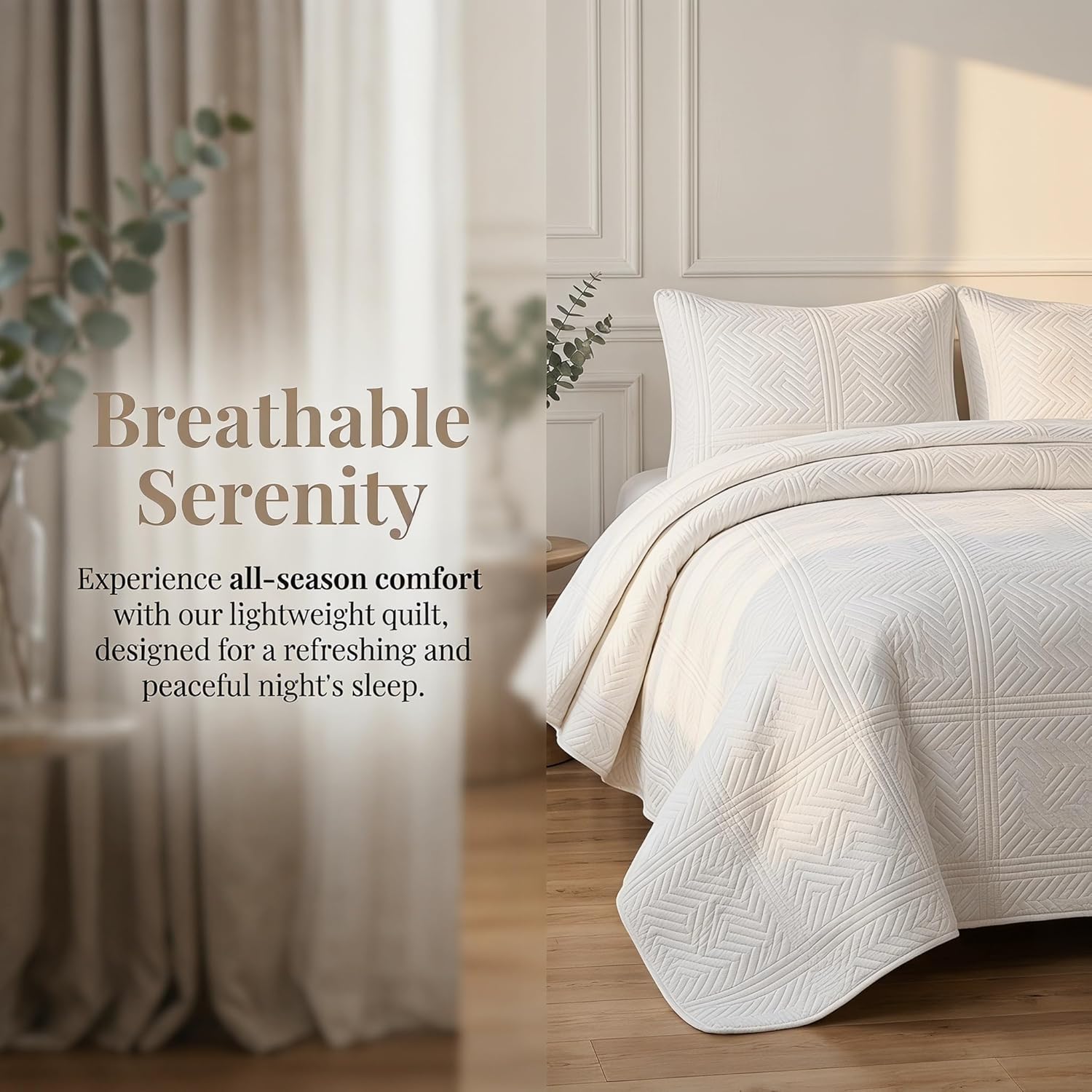 Andreannie Queen Size Quilt Set Beige 3 Piece, Lightweight Soft Bedspread Coverlet, Modern Medallion Damask Farmhouse Bedding, Breathable All Season Quilt for Bed (Beige, Full/Queen(90‘’x90‘’) | Lightweight, Breathable, Machine Washable, Skin-Friendly, Comfort