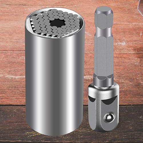 Universal Super Socket Set 0.276-0.748 in - Juego de enchufes multifunción para desenroscar cualquier perno, adaptador de taladro eléctrico