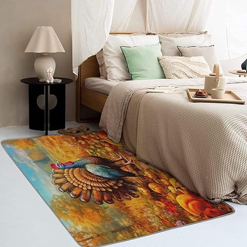 Miniatura 9 de Alfombra de Acción de Gracias de 2 x 3 pies, alfombra de área de pavo, alfombras de calabaza para entrada, sala de estar, dormitorio, alfombra de