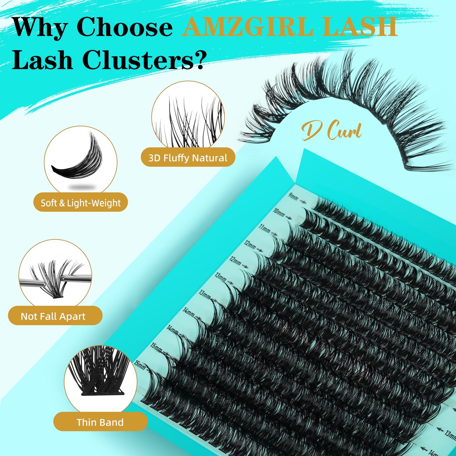 Lash Clusters Kit 240PCS Eyelash Extension D Curl Wispy Clusters Extensions DIY Natural Individual Lashes with Lash Bond and Remover Eyelash Tweezer(60D) - Image 2