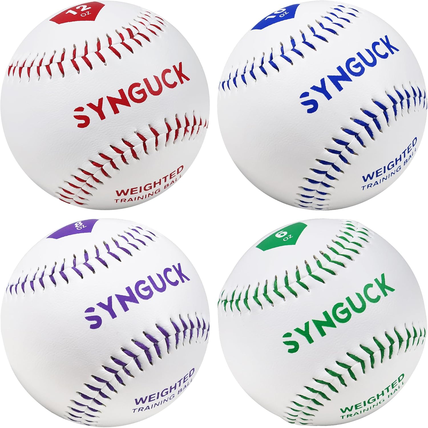 SYNGUCK Weighted Baseballs Set of 2/4/6 - Training Baseballs to Increase Pitching Speed, Arm Strength & Accuracy for Baseball Players, Coaches & Athletes