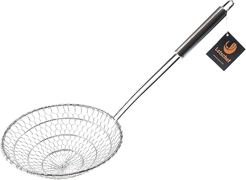 Colador de araña de acero inoxidable, colador de malla de cocina asiática, colador de wok de alambre para cocina, cesta de skimmer de 7 pulgadas,