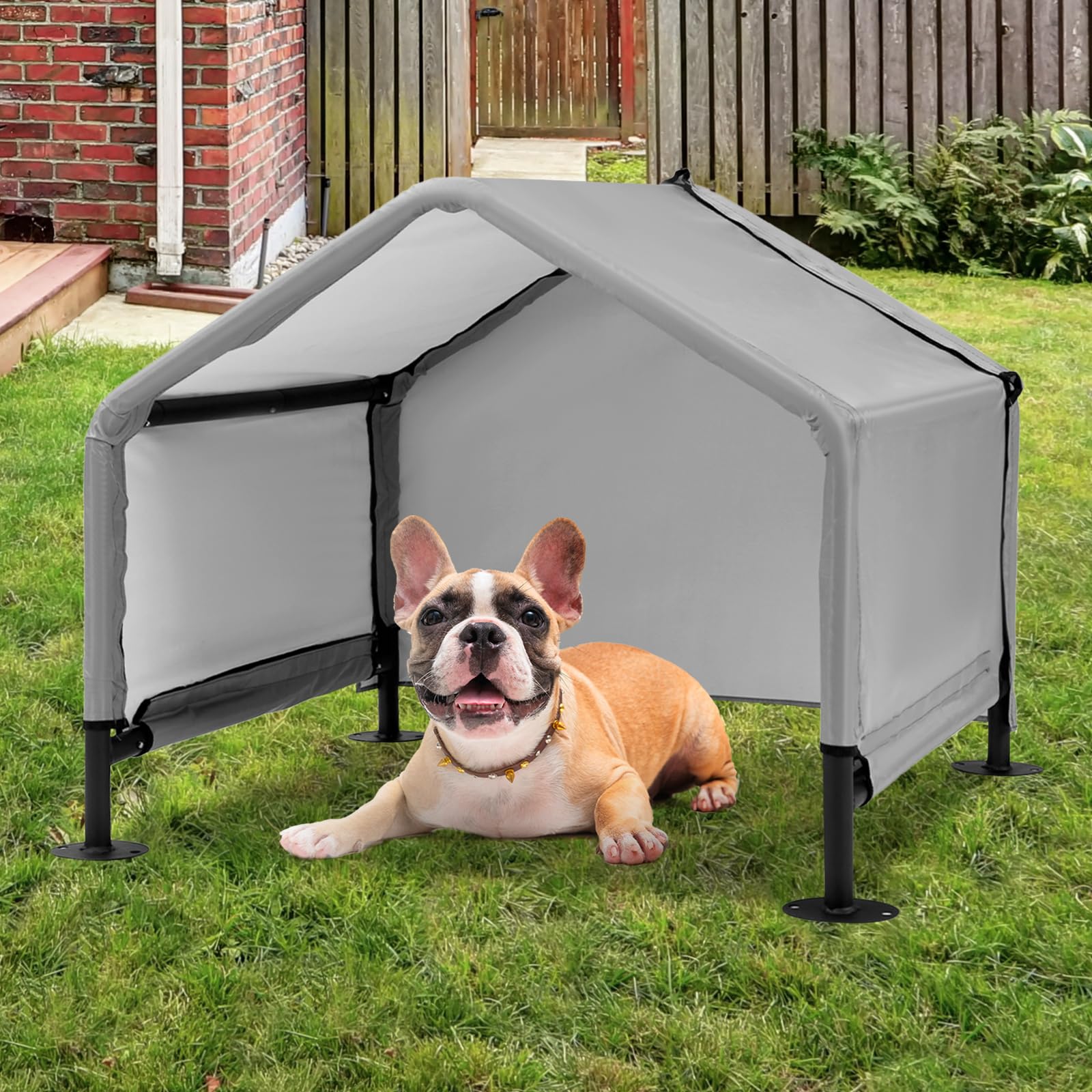 A.FATI Niche d'extérieur pour chiens de petite à moyenne taille, 75 x 65 x 65 cm, imperméable, avec paroi arrière, protection solaire, avec toit, pour petits animaux, poules, chats, chiots, couleur