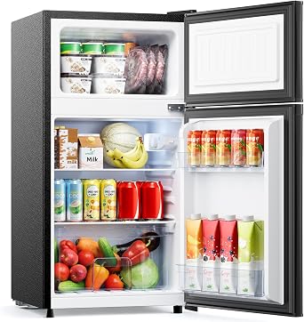 Small Fridge Freezers Freestanding 70L, 7 Stage Thermostat LED Light [Energy Class E]