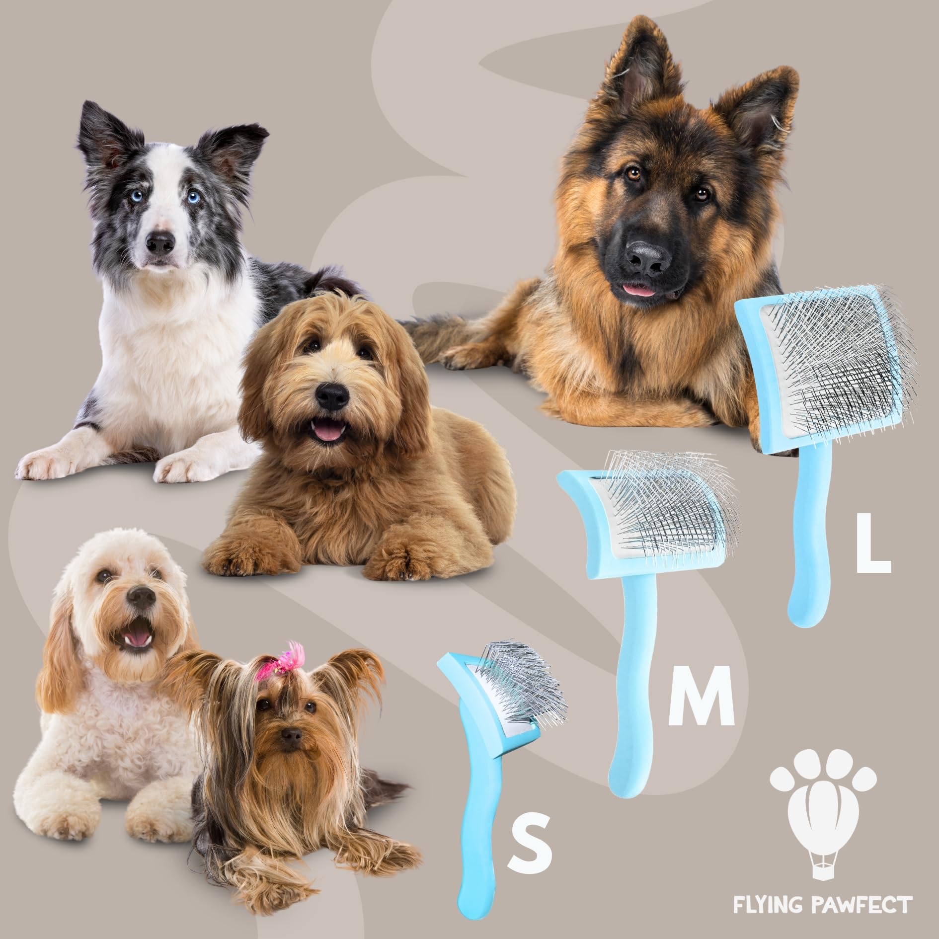 Cepillo para mascotas con pasadores de acero inoxidable para aseo de masajes suaves, para desenredar, desprendimiento de pelo y capa inferior, regalo ideal para peluqueros profesionales de mascotas