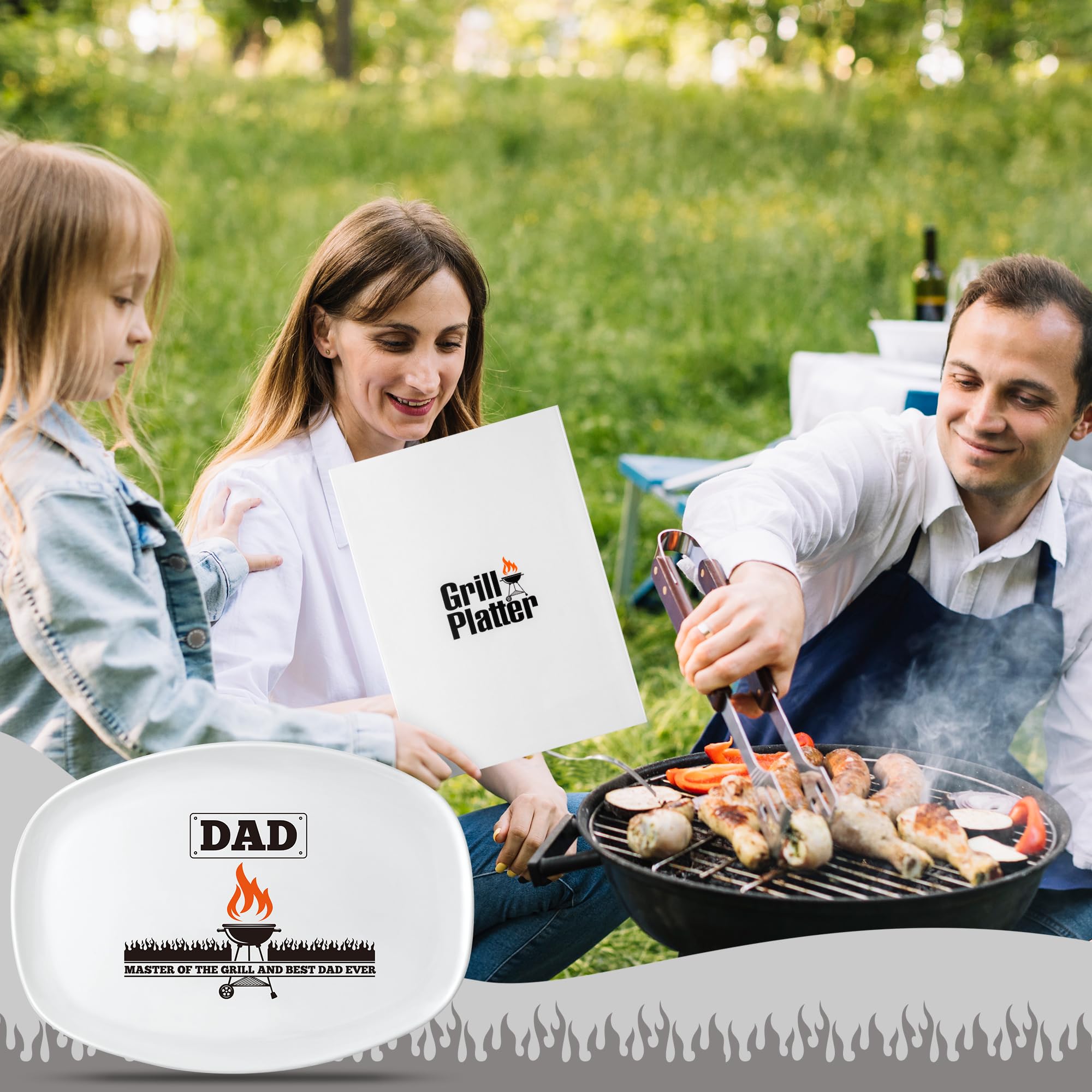 R HORSE Father's Day Grill Platter Tray - Large Oval Serving Plate For BBQ, Appetizers, Charcuterie, Parties