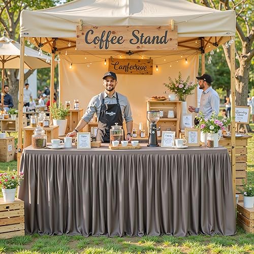 Miniatura 91 de Wish Care Paquete de 2 manteles rectangulares negros para mesas de 6 pies, manteles ajustables de poliéster elásticos 6T para fiestas, bodas, ferias