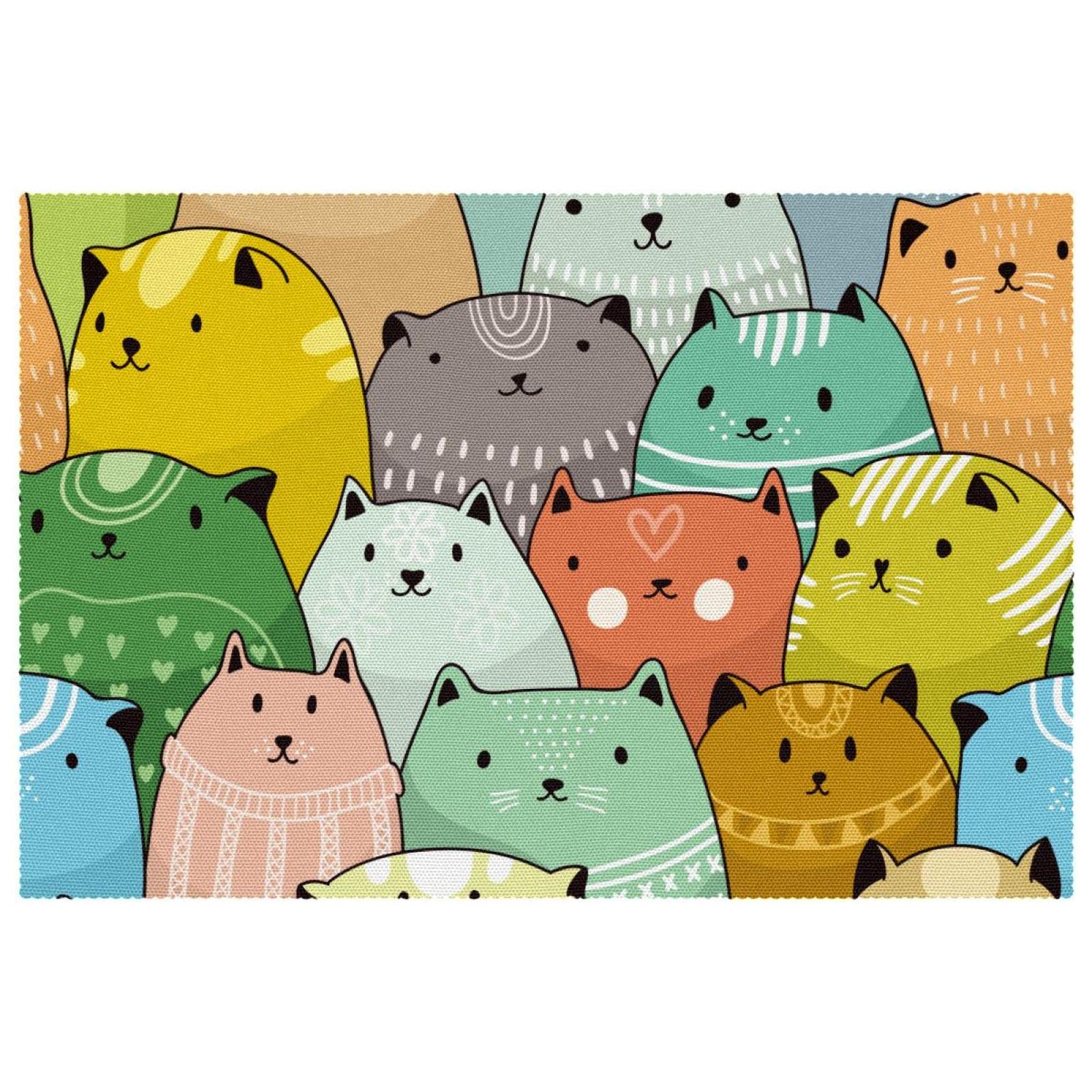 Sets de table anti-tache et chaleur en tissu Oxford Fat Art Motif Chat