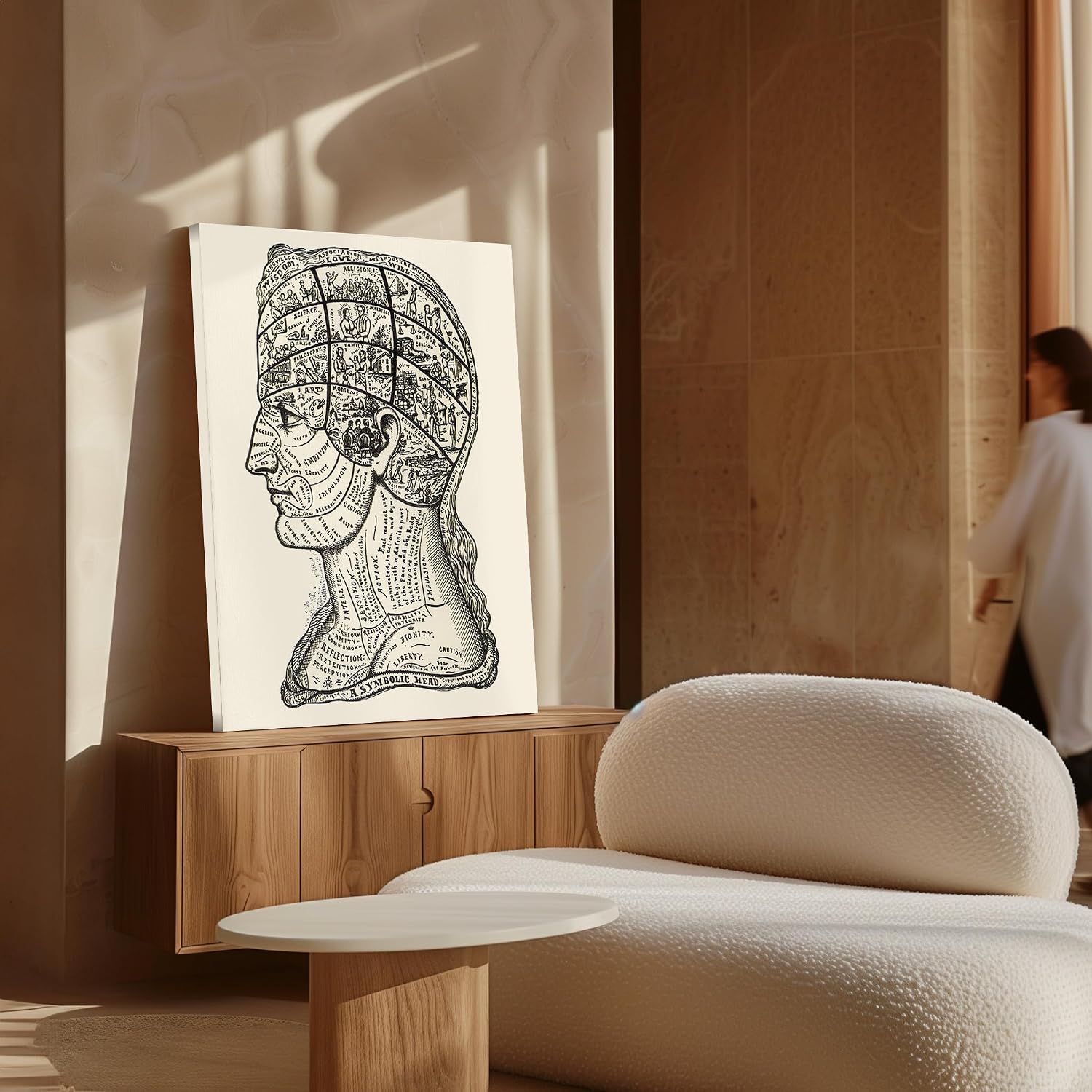 Poster Master A Symbolic Head Phrenology Print 1899 - Phrenology Canvas, Fine Art Print of a Scientific or Pseudoscience Academia Medical Illustration - 8x10 STRETCHED Canvas