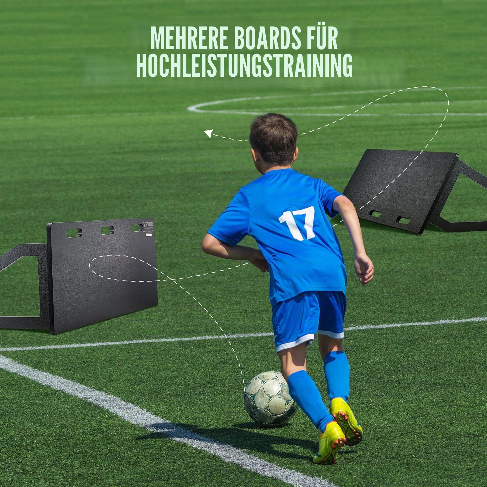 VEVOR Fußball Rebound Board, Tragbares Prellwand Brett 1150 x 450 mm, HDPE Rebounder Wand-Rebound-Ausrüstung, Kinder & Jugendliche, Trainingsbrett Rebounder Kicker für Fußballtraining Schwarz