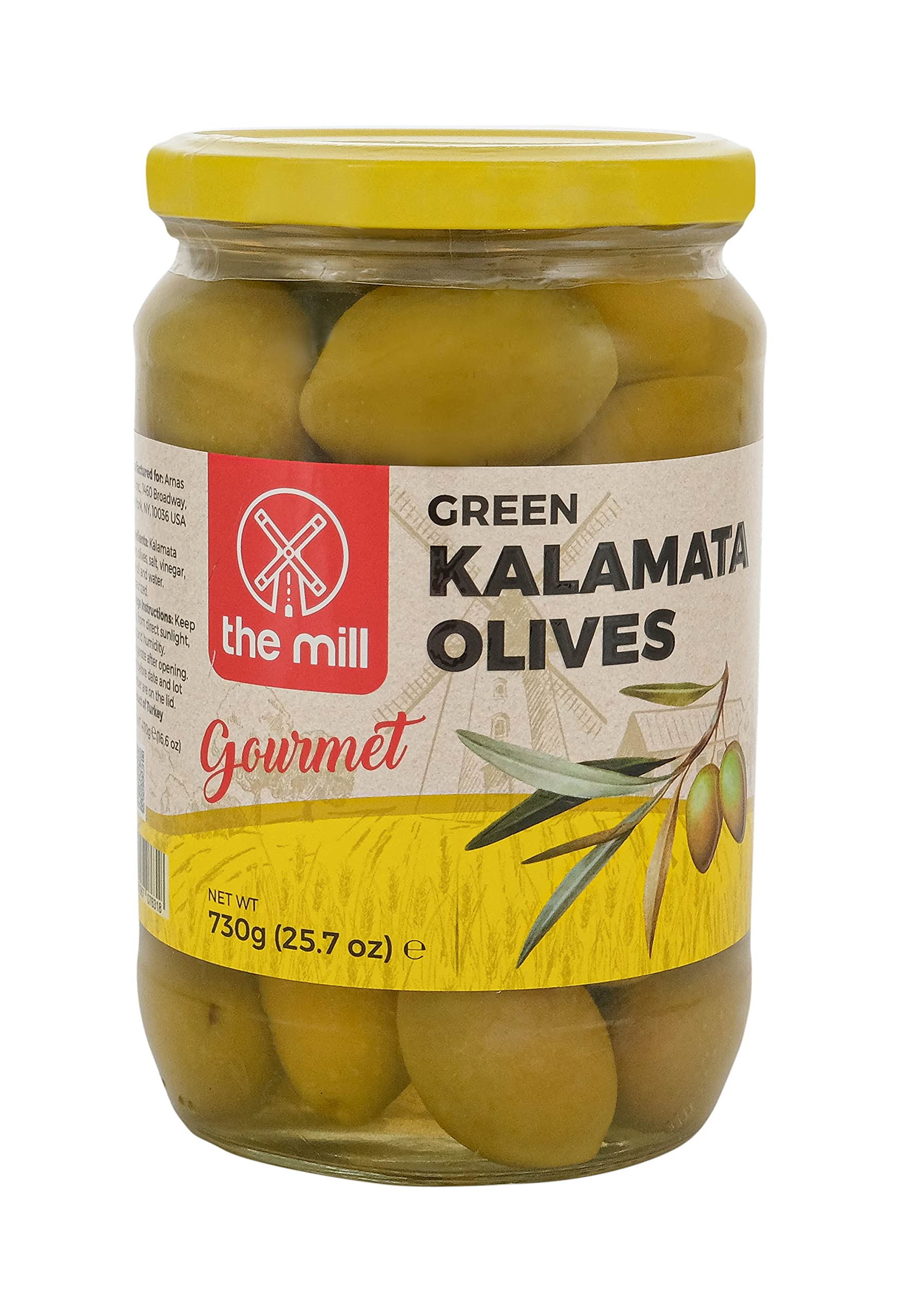 Buy The Mill Gourmet Green Kalamata Olives 730 g Glass Jar in Brine