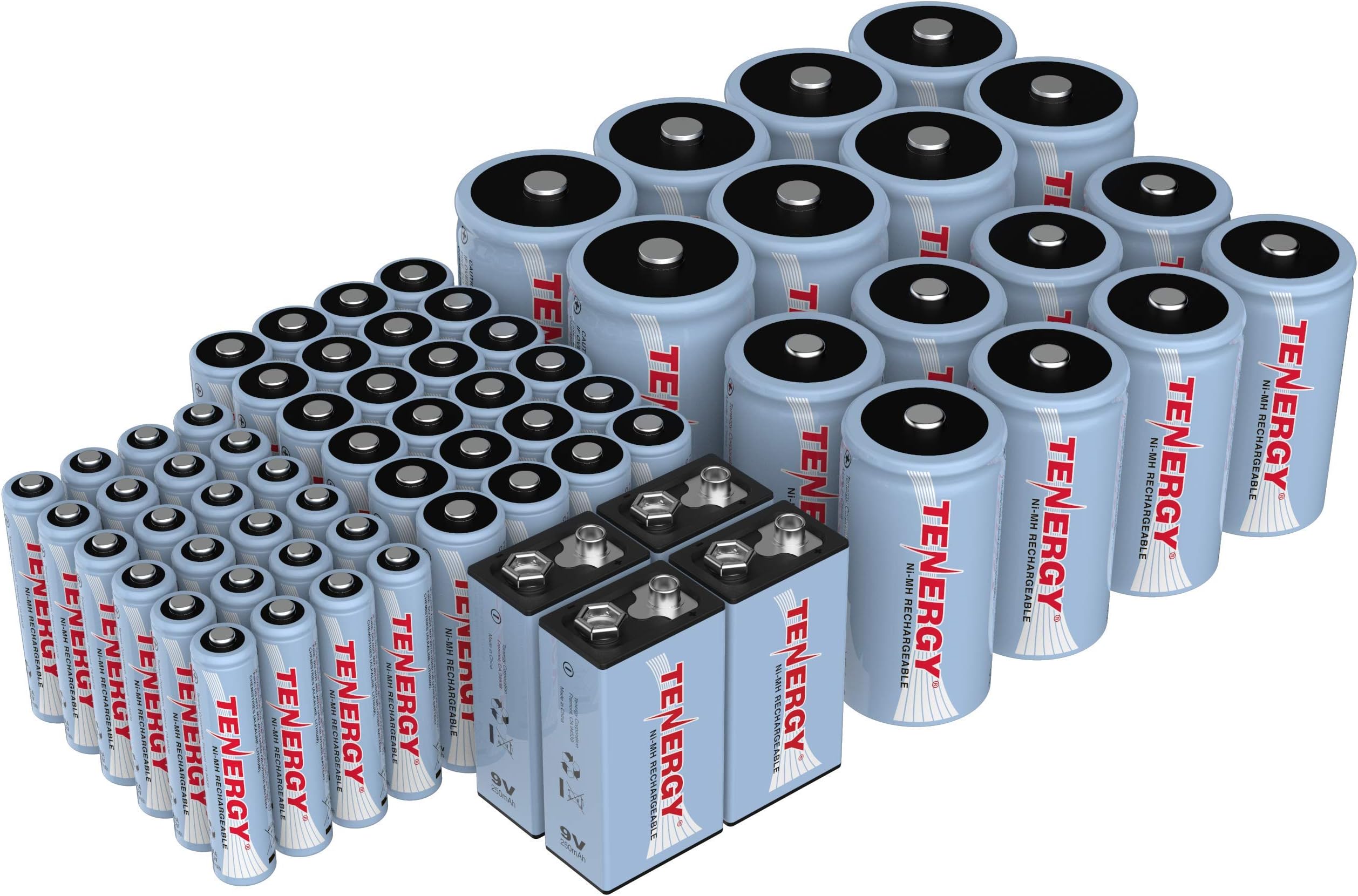 - AA AAA C D 9V Battery, NiMH Rechargeable Batteries Combo, 68 Pack, 24 Pack AA Cells, 24 Pack AAA Cells, 8 Pack C Cells, 8 Pack D Cells and 4 Pack 9V Batteries