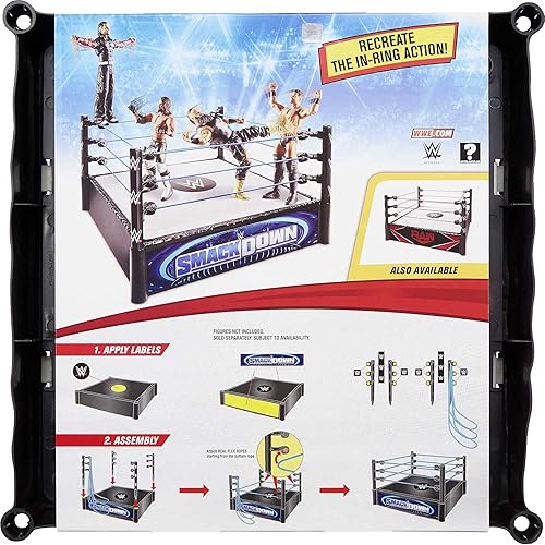 Miniatura 4 de WWE Anillo Superstar (14 pulgadas) con alfombrilla de resorte y cuerdas flexibles reales para figuras de acción regalo para edades de 6 años en