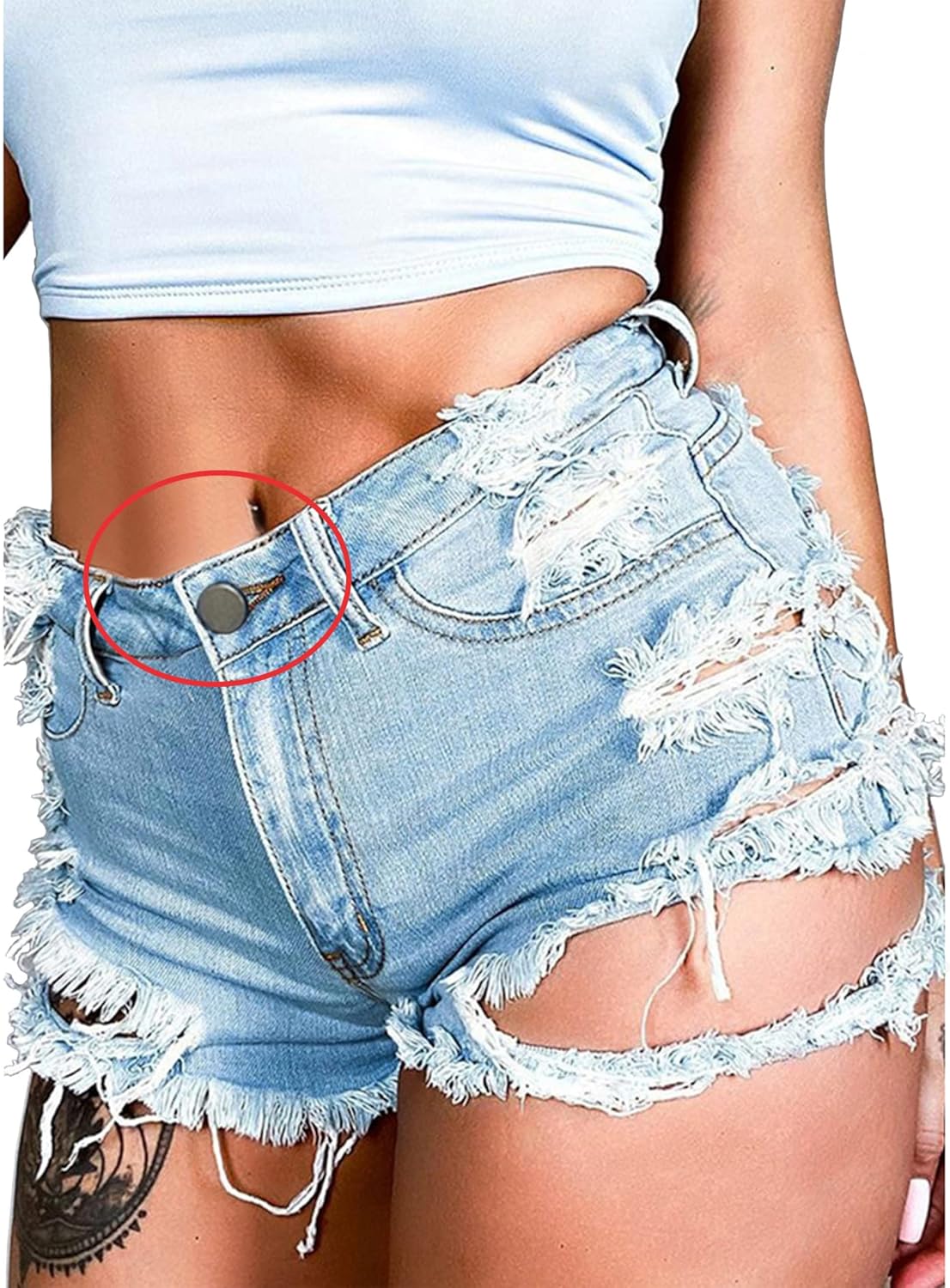 Susupeng Women Summer Irregular Waist Jean Shorts with Pockets Frayed Ripped Holes Cute Sexy Hot Mini Denim Shorts - Image 3