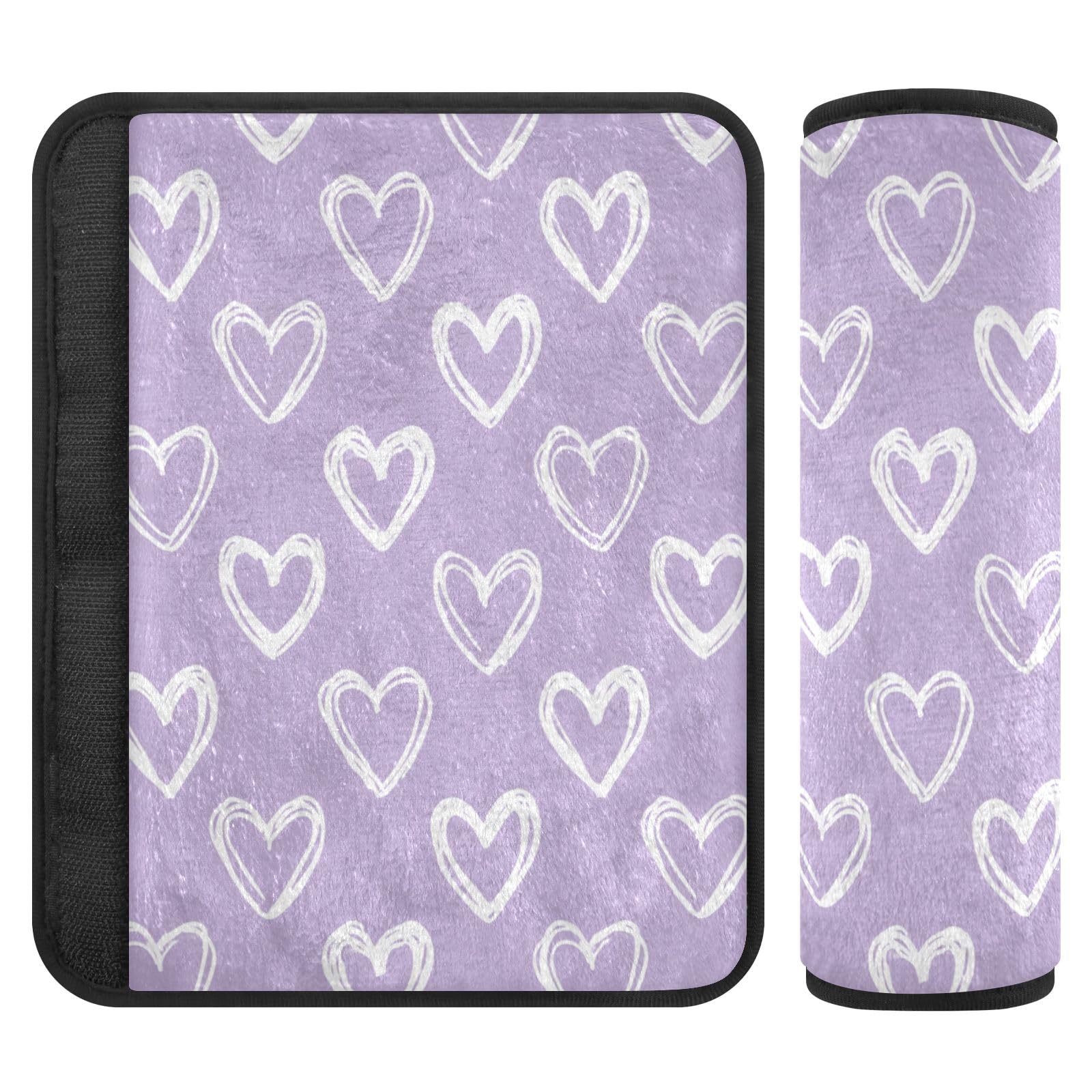2 Pack Seatbelt Covers Seat Belt Cover Pad for Adults Boys Girls Car Seat Strap Covers Pads Cushion Universal Shoulder Strap Pad Protector for Backpack Camera Bag 6.5 x 6.5 Inch Purple Heart