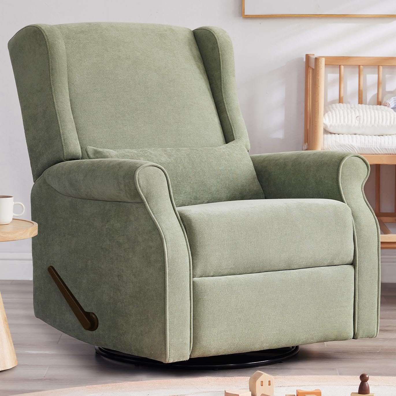 Nursery Swivel Glider Recliner,Rocking Chair Nursery with Footrest,Rocking Recliner Chair for Nursery,Glider Rocker Recliner for Living Room & Bedroom,Green