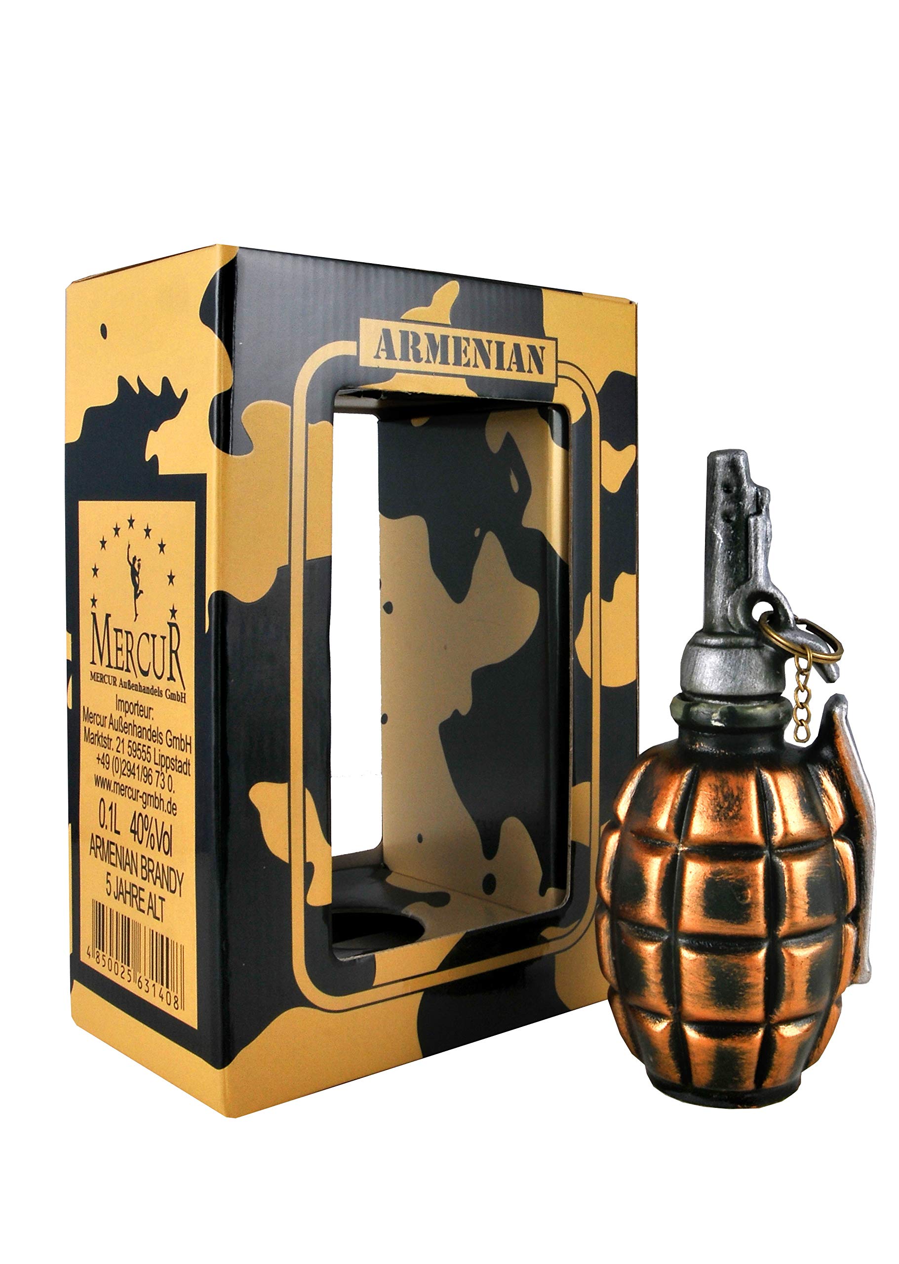 Armenian Brandy Granate 0,1 l Keramik Geschenk, 5 Jahre gereift, 40% Vol. | Weinbrand aus Eichenfassreifung, blumige Noten und Vanille, pur oder Digestif, Keramikfigur in Geschenkbox für Männer, Frauen