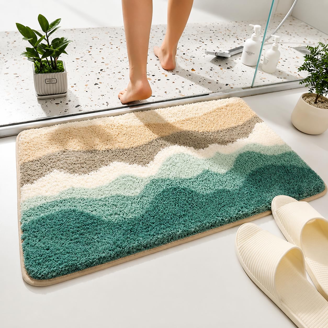 Roseate Wave Super Soft Anti Skid (40x60 cm) Super Absorbent Mats Microfibre 2000 GSM Door Mats for Home/Bathroom/Bedroom/Kitchen/Floor Mat (Pack of 1)-picture-31