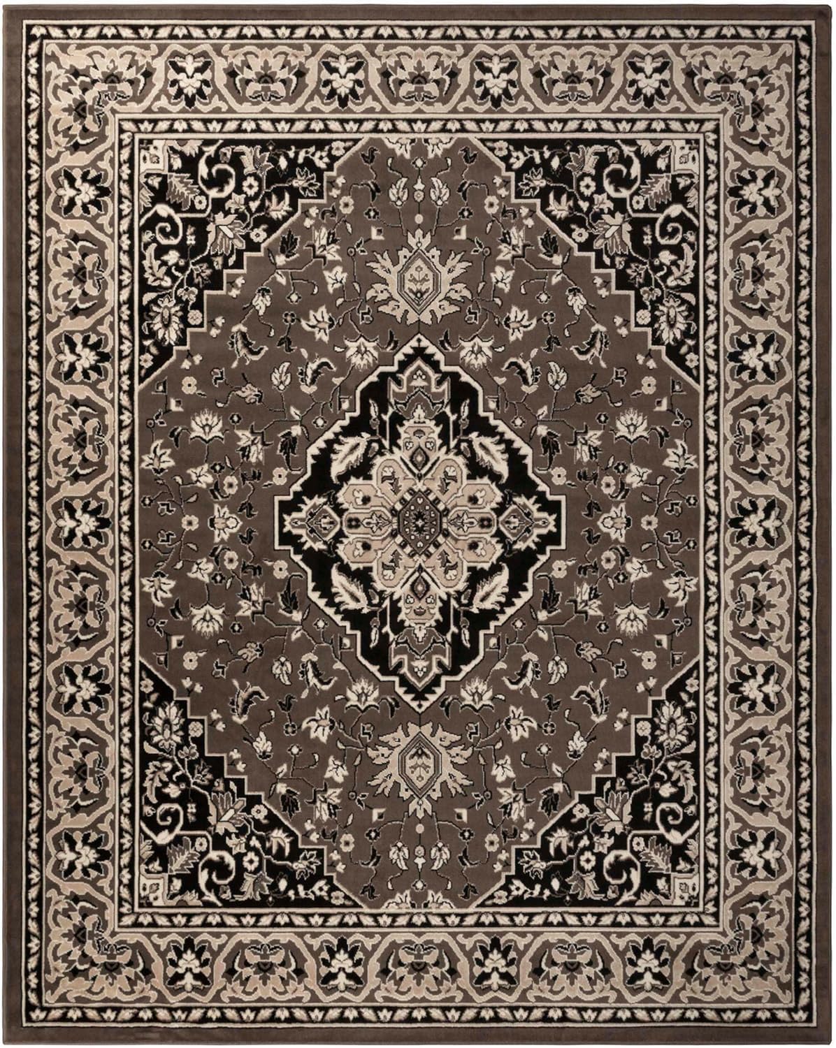SUPERIOR Indoor Area Rug, Plush Carpet Cover, Traditional Oriental Medallion, Perfect for Hallway, Entryway, Living Room, Dining, Bedroom, Office, Kitchen, Glendale Collection, 6' x 9', Brown