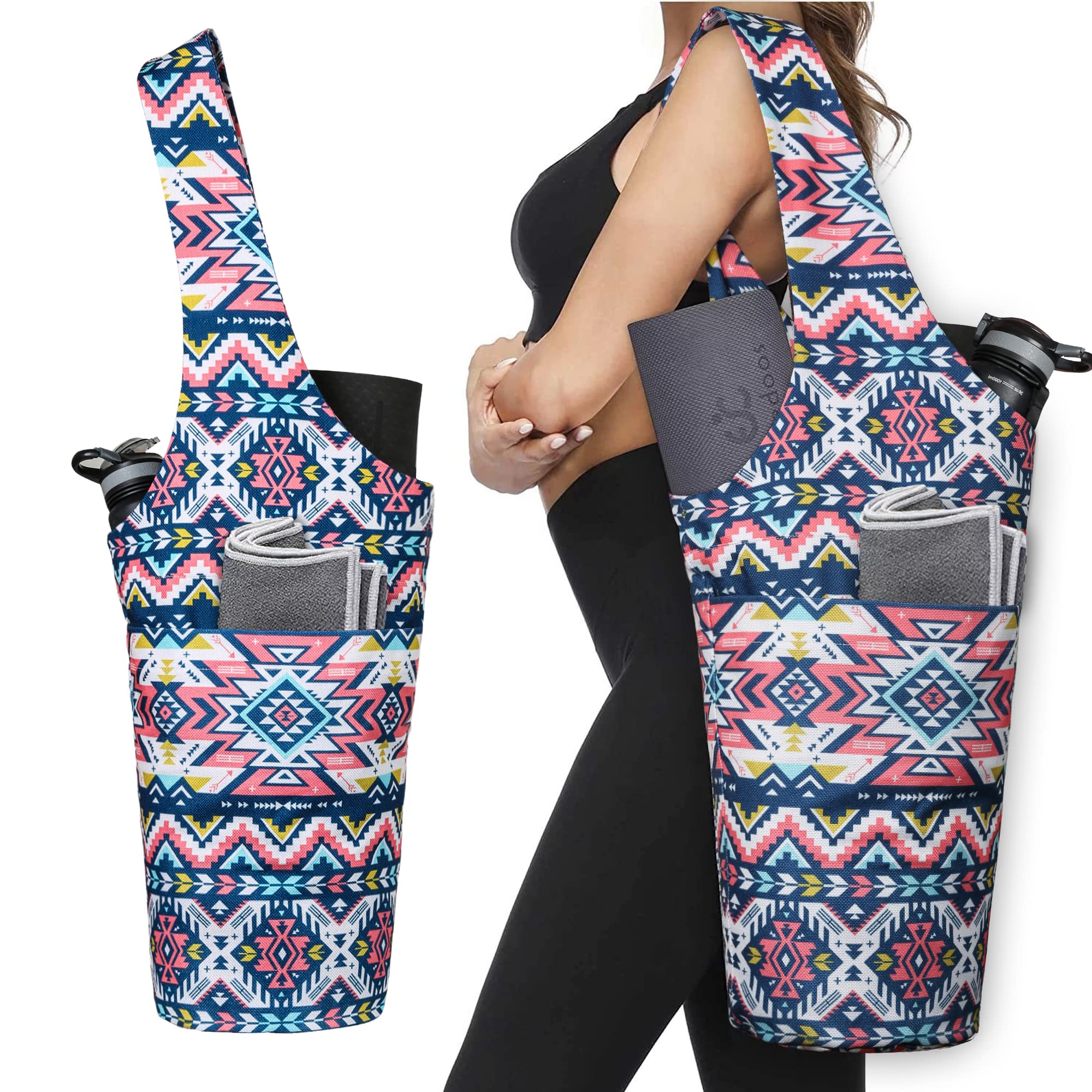 Yoga Mat Bag - Long Tote with Pockets - Holds More Yoga Accessories - Yoga Bag Fit Most Size Mats - Yoga Mat Carrier