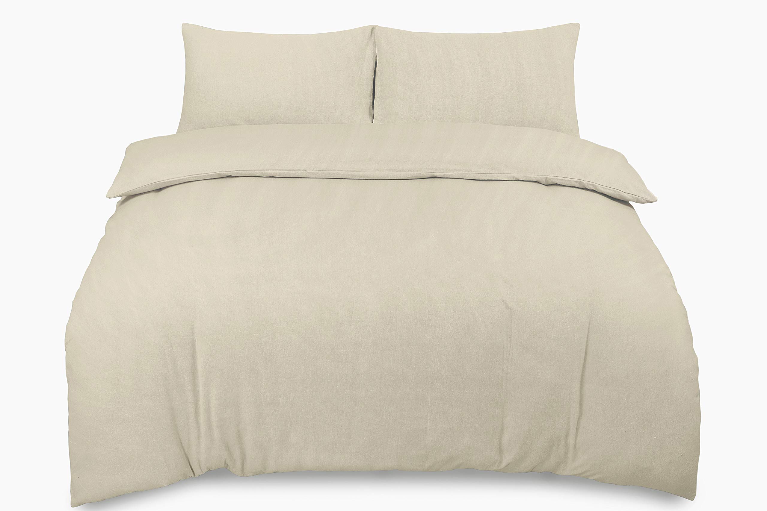 Amigozone Cream 100% Brushed Cotton Thermal Flannelette Duvet Cover Set (King, )