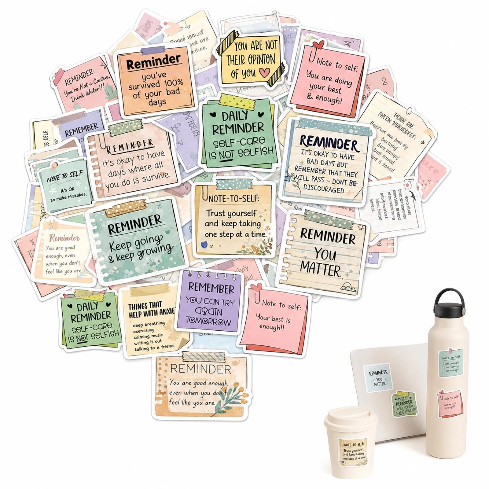 50 Positive Affirmation Stickers for Teens & Women – Aesthetic Motivational Quote Decals for Journals, Water Bottles, Scrapbooks & Gifts (50 Pack)
