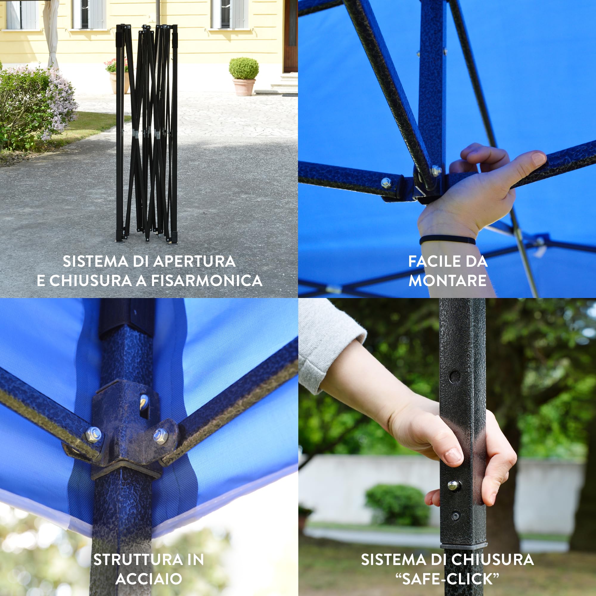 Gazebo Da Giardino 3x3m Pieghevole - Alluminio, Impermeabile, UV Resistente Con Sacca Trasporto, Verde - Foto 10