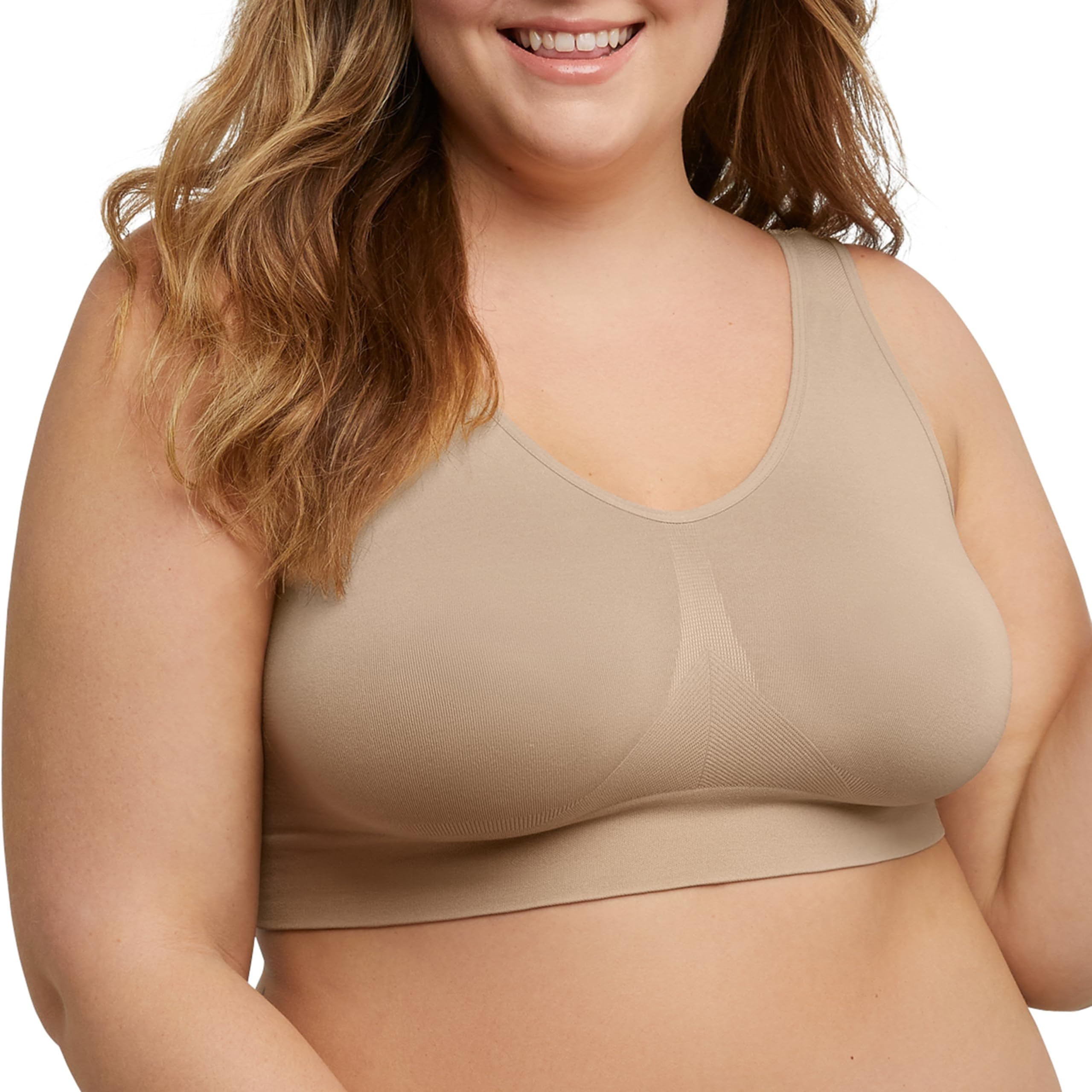 Hanes Women's Just My Size Seamless Bralette, Pure Comfort Light Support Pullover Bra, Plus Sizes