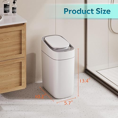 Miniatura 4 de WLIVE - Cubo de basura automático para baño con tapa, 9L/2.4 galones, sensor de movimiento + adsorción automática, cubo de basura inteligente