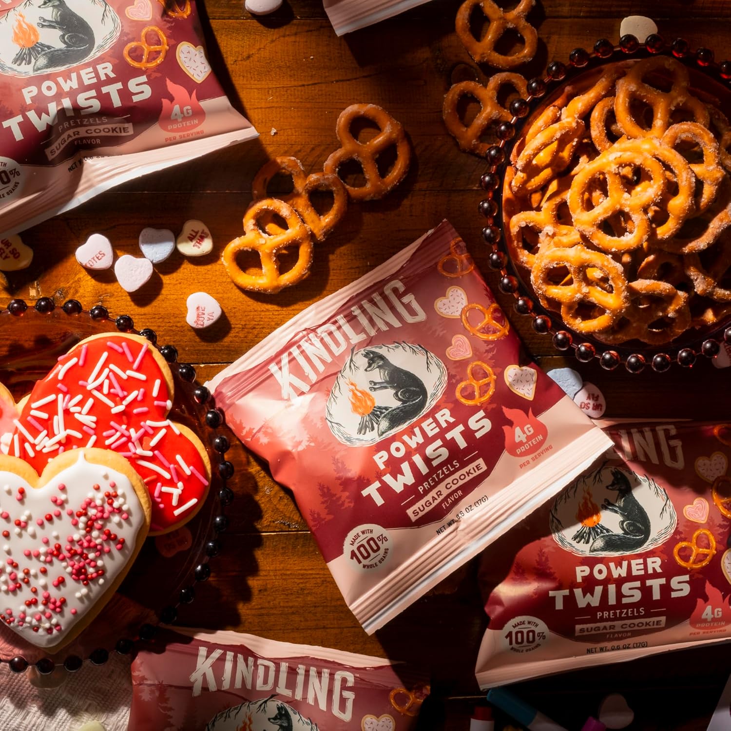 Kindling Protein Pretzels | Protein-Packed Snack Size Bags | Kosher | 8-9g Protein Per Serving | No Artificial Flavors, Soy-Free | Lunches, Office Snacks, & On-the-Go 0.6 Ounce (Pack of 30), Sugar Cookie - Image 5