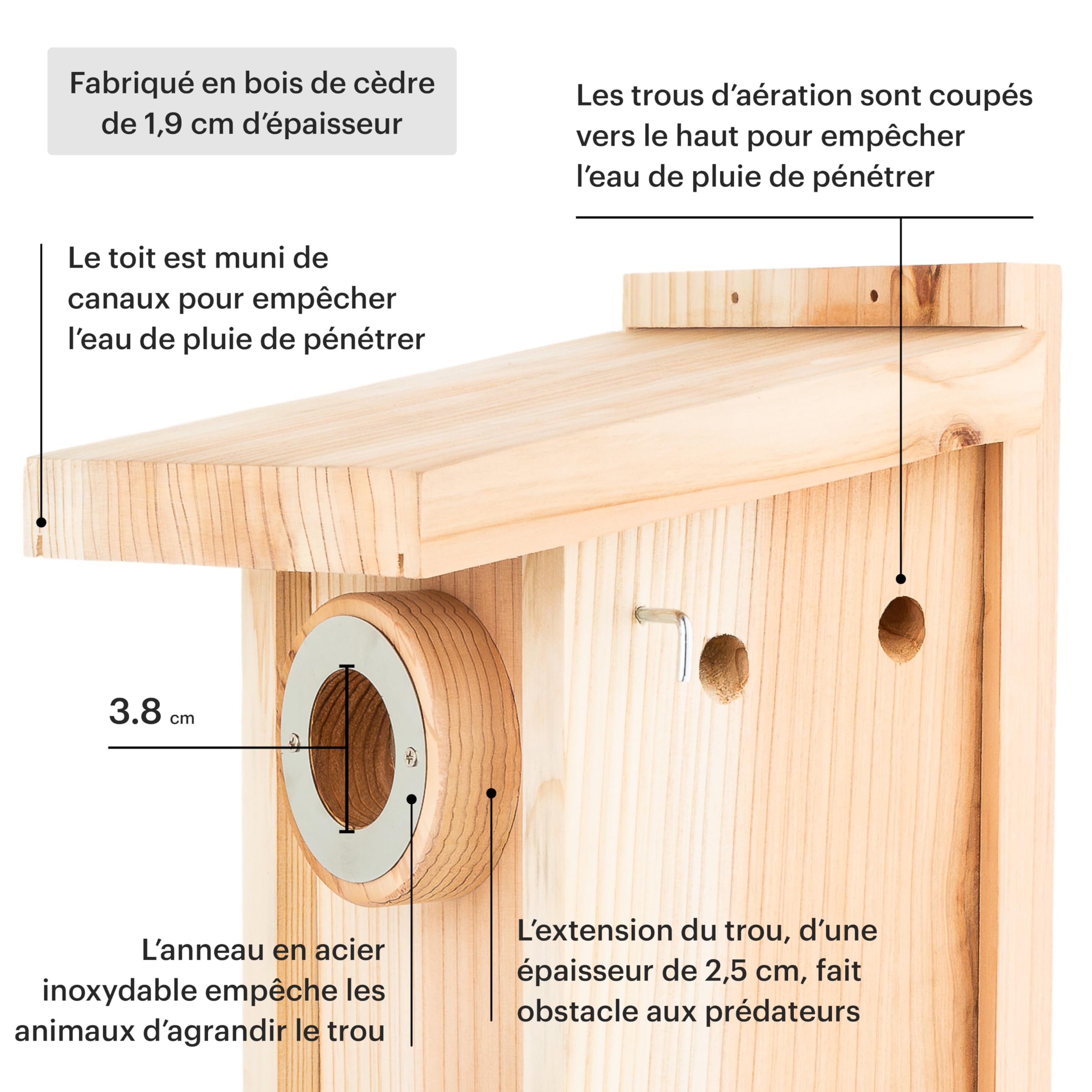 WHITEHORSE Nichoir Maison d'oiseaux Qualité Certification Observation Espèces européennes