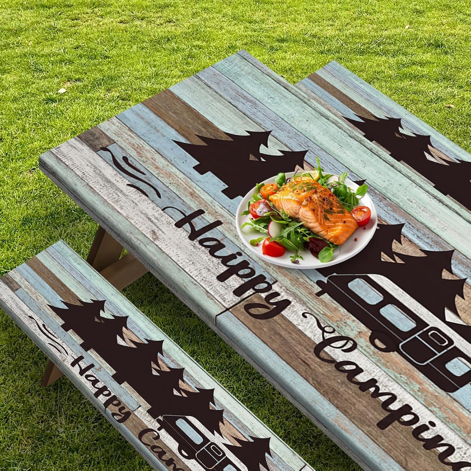 Picnic Table Cover with Bench Covers, Green 3 Pack, 72 Inch image 5