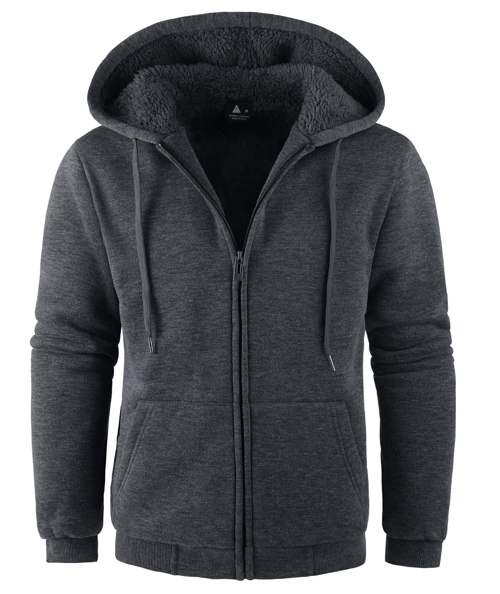 SWISSWELL Men Zip Up Hoodies Sherpa Lined Jacket Heavyweight Fleece Sweatshirt Winter Warm Hooded Coat