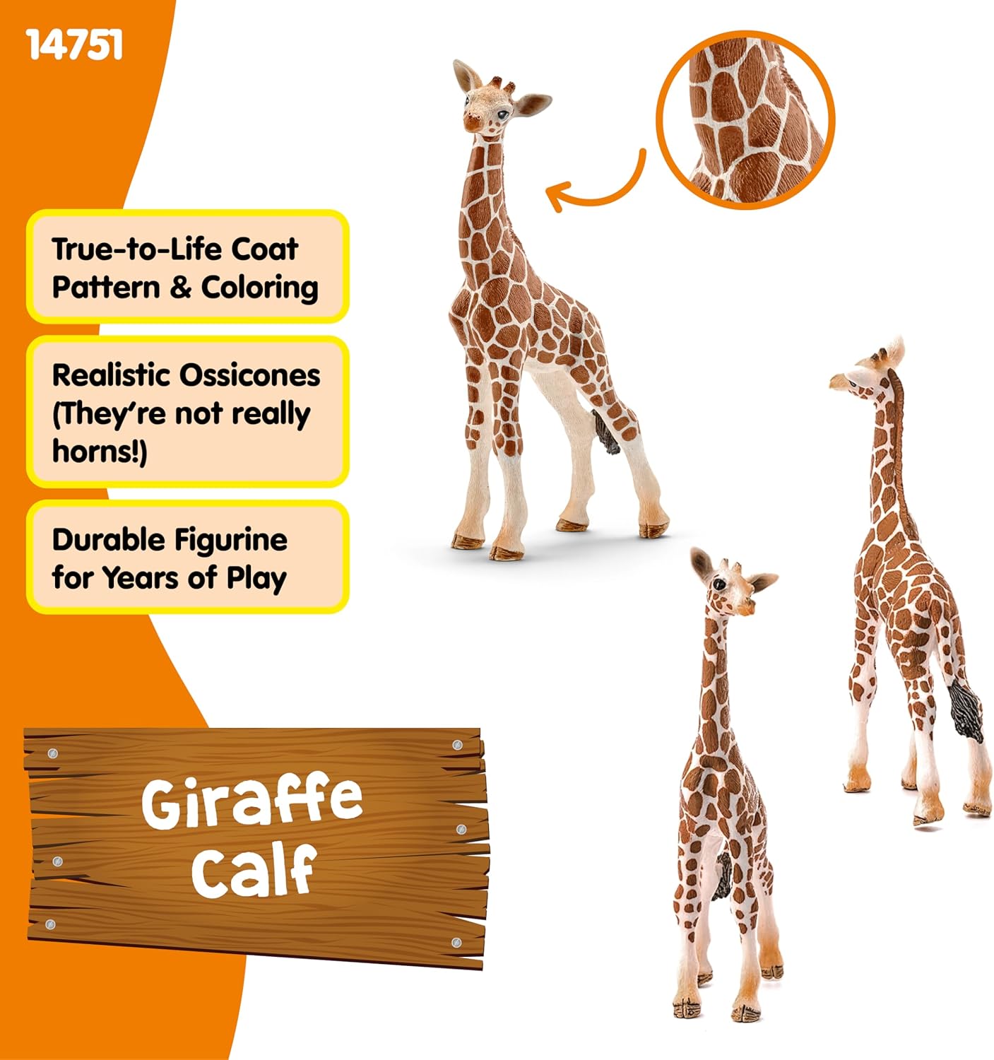Schleich Wild Life Giraffe Calf Animal Figurine - Realistic and Highly Detailed Baby Giraffe Toy Figure, Fun and Educational Play for Boys and Girls, Gift for Kids Ages 3+