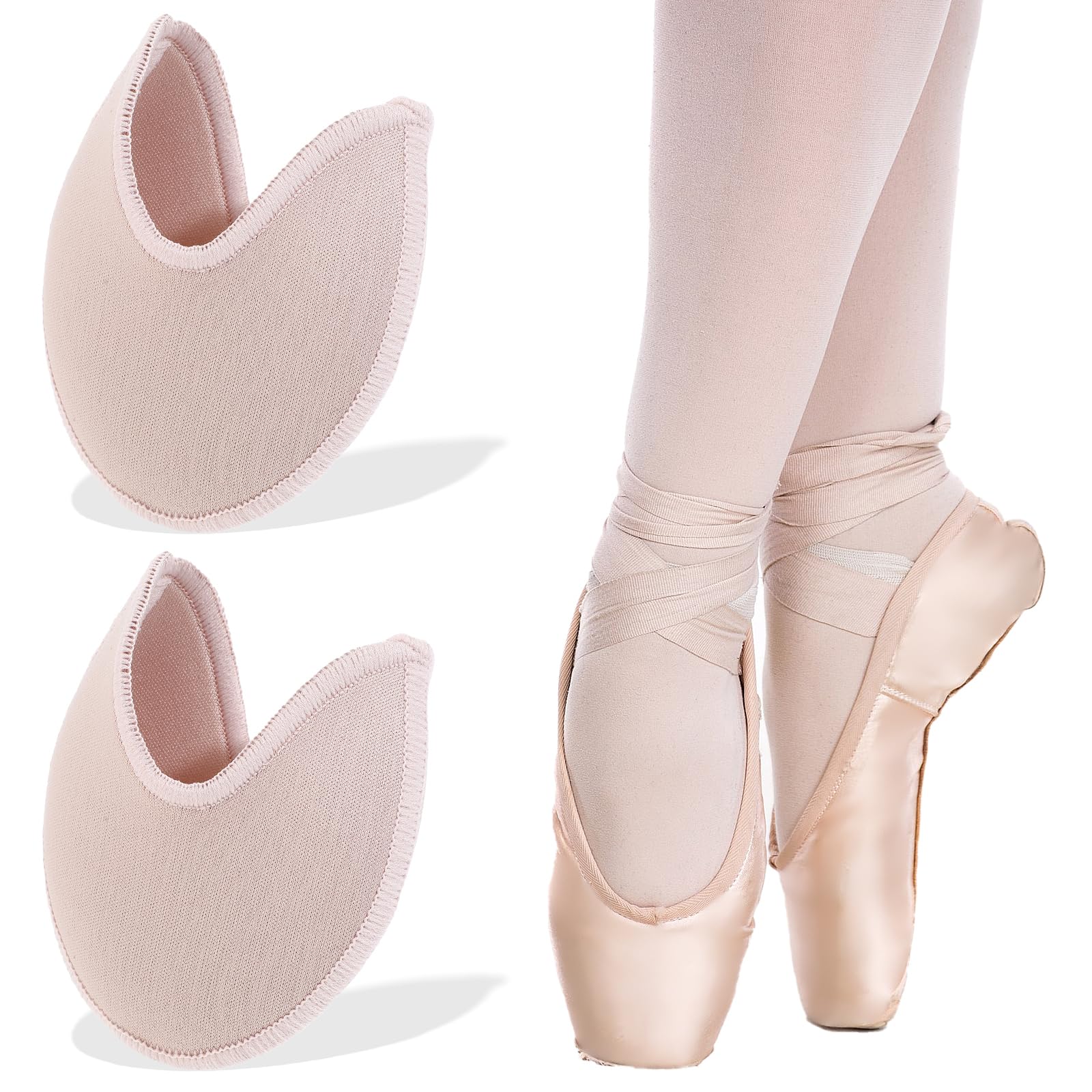 Soft Ballet Toe Pads for Pointe Shoes, 3.54 x 3.15inch Toe Pads Dance Shoe Toes Protector, Forefoot Wrap Pad for Women Girls, Half Pad, Sponge Insoles