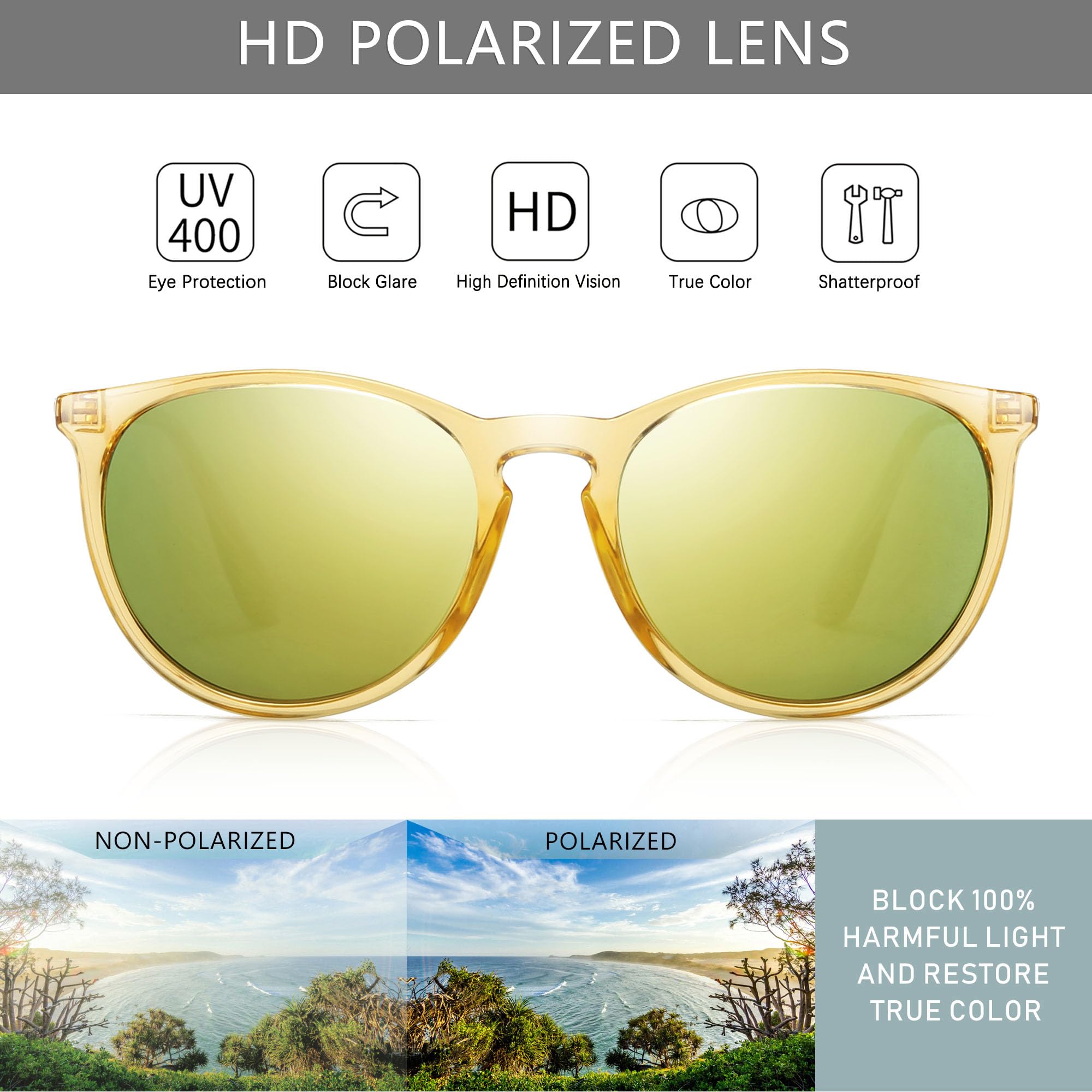 SUNGAIT Occhiali da sole vintage con forma arrotondata per uomo e donna stile classico e retrò