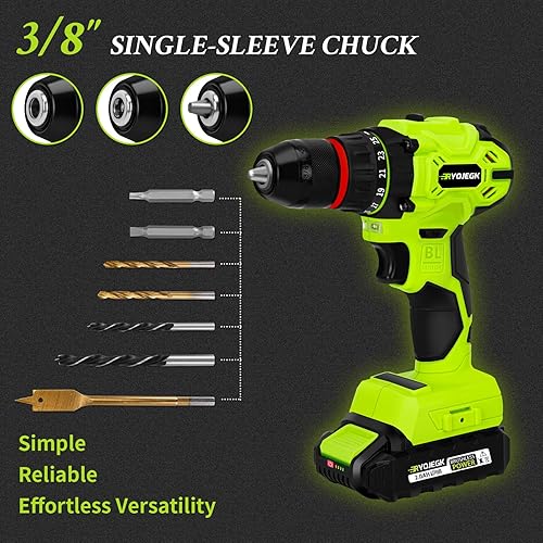 Miniatura 4 de Juego de herramientas para el hogar con taladro sin escobillas, caja de herramientas de taladro inalámbrica de 20 V 119 piezas con batería, kit de