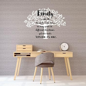 Family Tree Wall Decal - Our Family Quote Vinyl Sticker for Home Decor