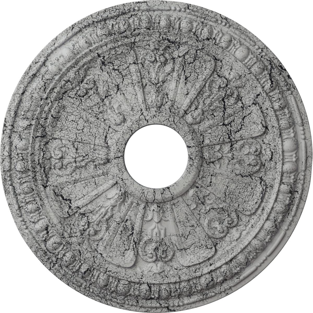 Ekena Millwork CM18RAUWC Raymond Ceiling Medallion, Ultra Pure White Crackle