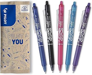 Pack of 5 Frixion Ball Clicker 0,7 - Erasable pen - Medium - Assorted colors blue, black, pink, light blue, violet