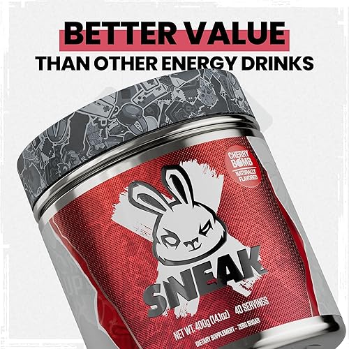 Miniatura 4 de SNEAK  Cherry Bomb Edition  Bebida energética Boost en el juego, cero azúcar, baja en calorías, vegetariana  40 porciones