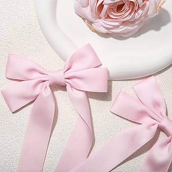 Amazon.com : Silky Satin Hair Bows and Ribbons: 2PCS Pink