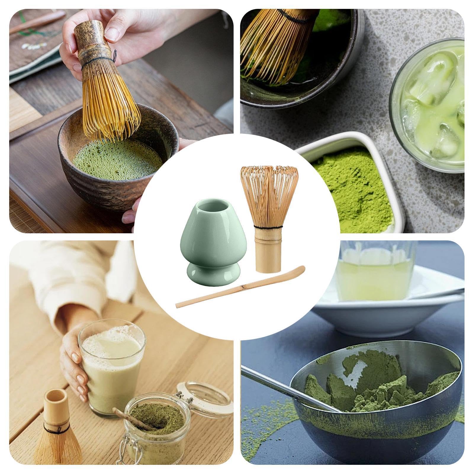 Ensemble à Thé Matcha Avec Fouet, Porte-Balai Et 2 Cuillères - Kit Complet Cérémonie Japonaise