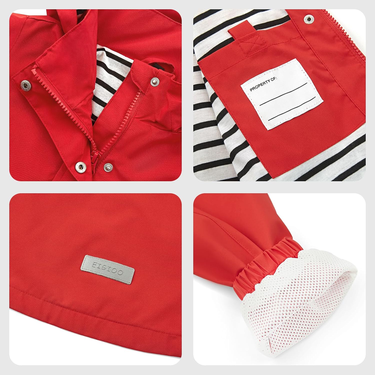 Boys Girls Waterproof Hooded Jackets Lightweight Soft Lining Kids Windbreaker Rain Coats - Image 4