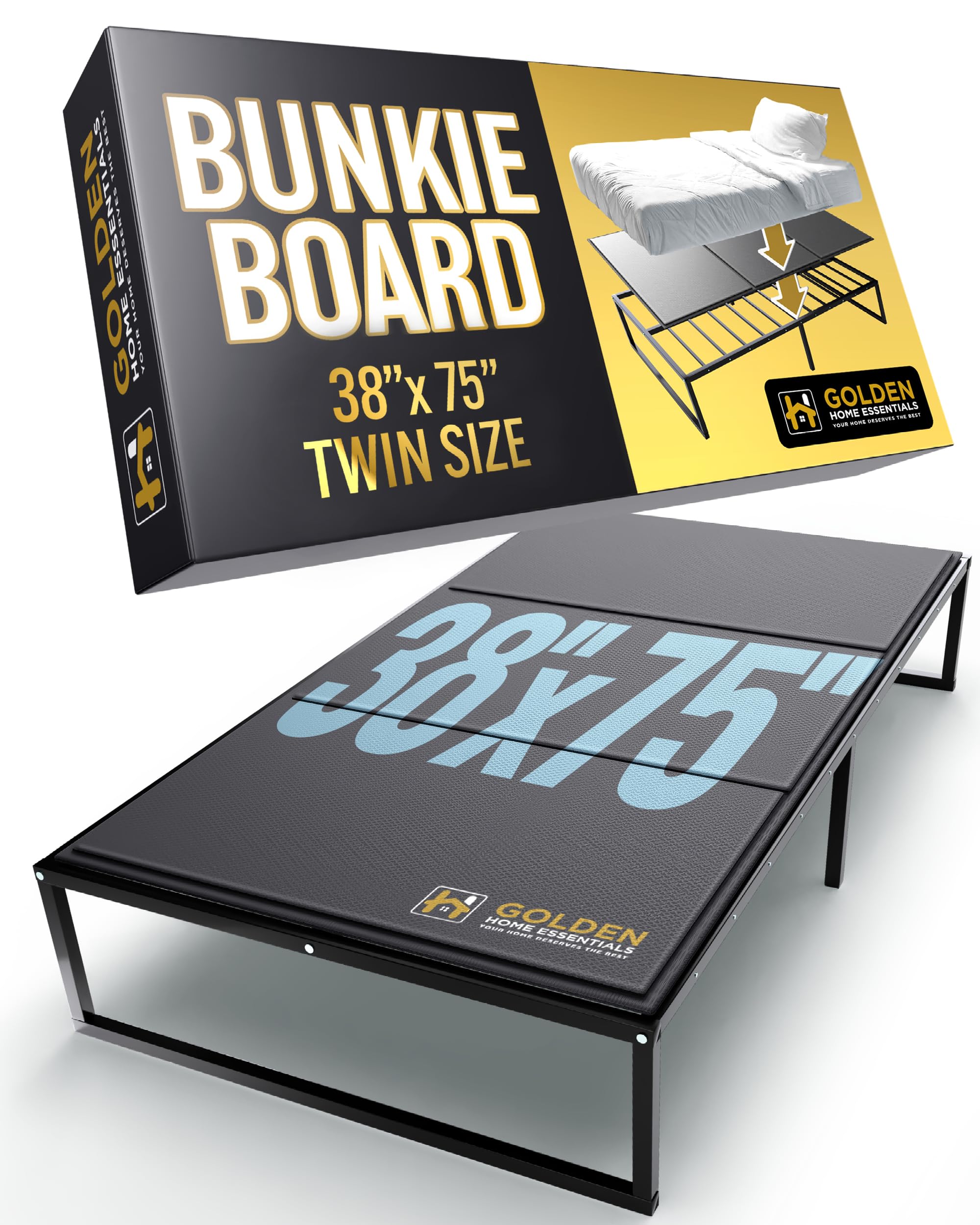 10mm Twin Size Bunkie Board 38 x 75 Slim Low-Profile Mattress Support Quiet Moisture-Resistant Lightweight Bed Board for