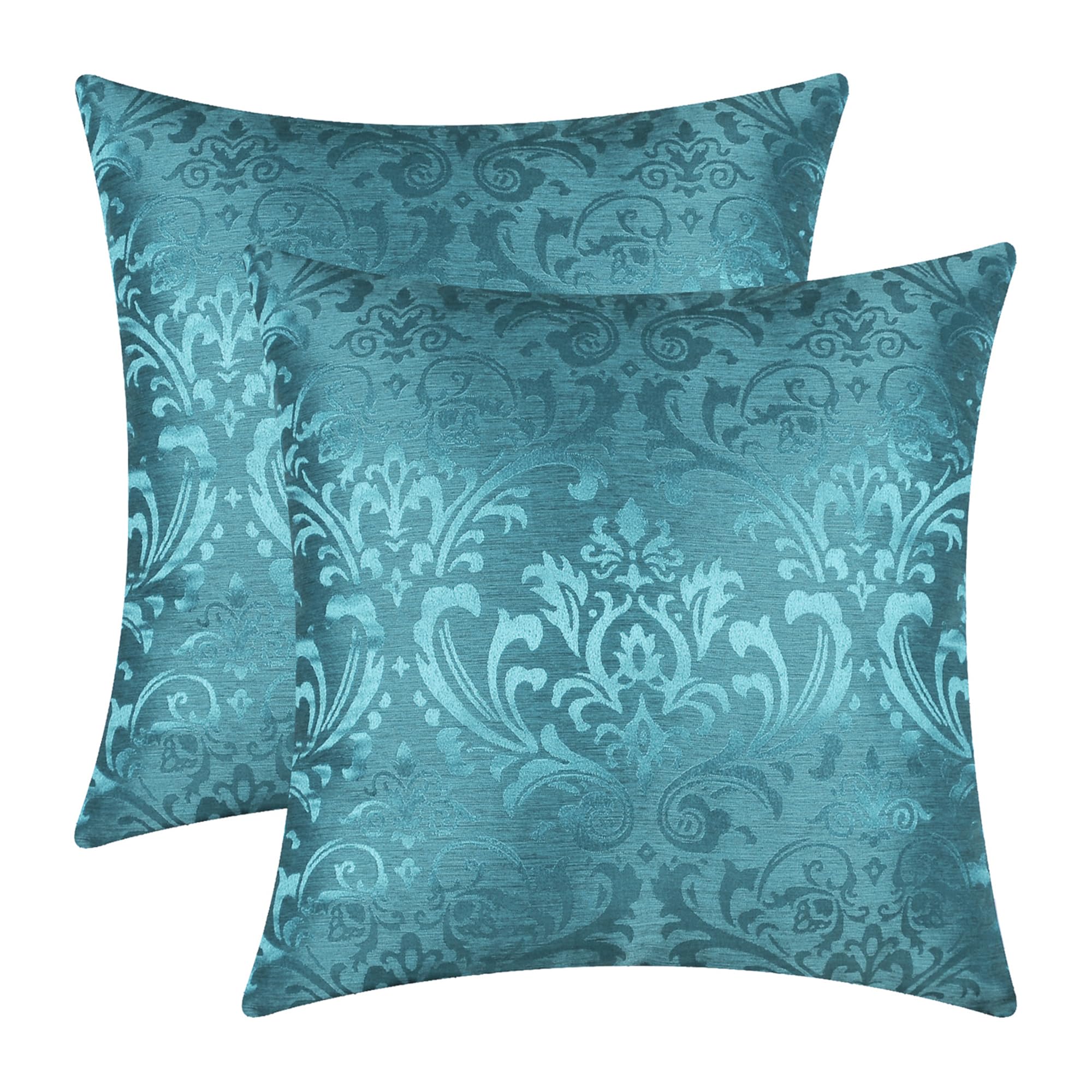 CaliTime 2 Federe Per Cuscini 45x45 Cm, Con Cerniera, Motivo Floreale Silhouette Dalia, Lato Lucido E Opaco A Contrasto, Viola Scuro, Per Divano E Letto