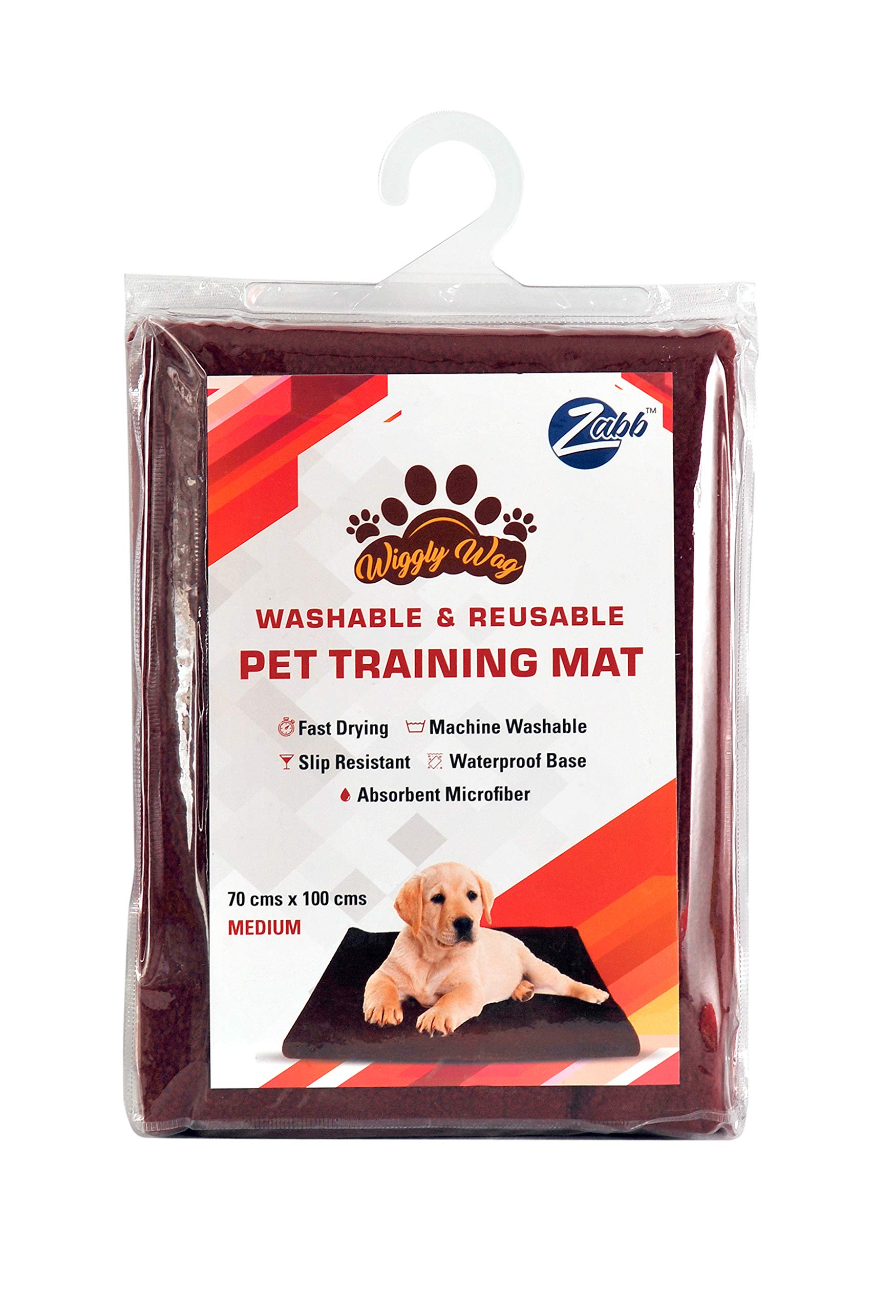 Zabb Washable & Reusable Pet Training Mat,70 cm X 100 cm Medium (Maroon)
