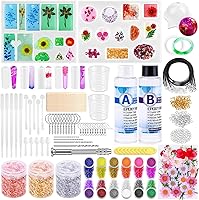 Thrilez 219Pcs Resin Jewelry Making Kit for Beginners - Silicone Molds, Epoxy Resin, Dried Flowers, Glitters & Earring Hooks
